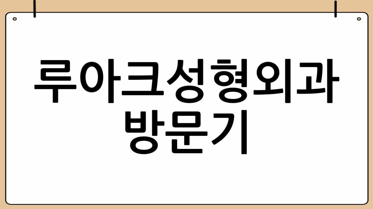 루아크성형외과 방문기