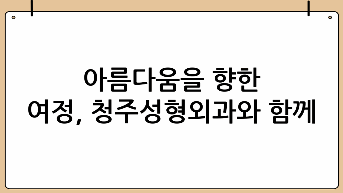 아름다움을 향한 여정, 청주성형외과와 함께