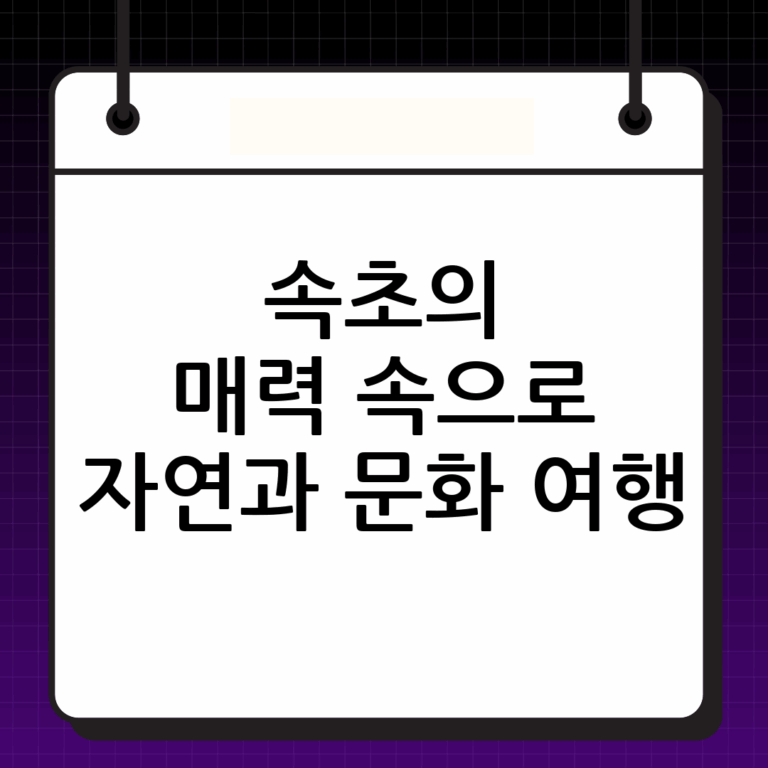 속초 여행: 자연과 문화가 숨쉬는 곳